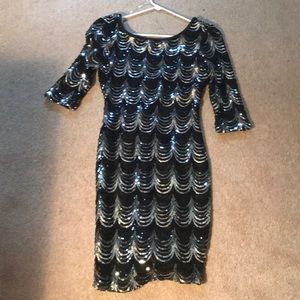 Black and silver sequin dress